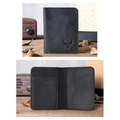 Slim black crazy horse leather card holder with embossed bull logo and multi-slots - Embossed Logo / Black (With Bull Logo)