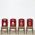 Christmas chair covers in red black buffalo plaid featuring Santa Snowman and Reindeer - Oxford 4PCS Set 01/Classic Christmas Characters