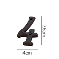 Numero civico 4 in ghisa marrone scuro con finitura rustica, altezza 7,5 cm - Numero in Ghisa-4