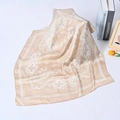 Champagne paisley square silk scarf with floral patterns on white background detail - Champagne Paisley