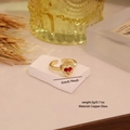 Sacred Heart ring with red glass heart and gold crown design on white stone - Thorns Crown Sacred Heart Style (2#)