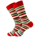 Red green and white striped Christmas crew socks with a classic festive pattern - Size 38-45 / Christmas