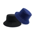 Two-piece set of cotton bucket hats in black and navy blue solid colors - Navy Blue/Black