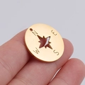 Goldener 20mm runder Kompassanhänger aus Edelstahl mit hohlem Stern und Wegweisern - Gold