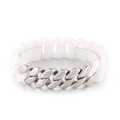 Cuban link bracelet featuring silver-tone metal and white silicone matte splicing - White And Silver Bicolor (KB66295-BD)