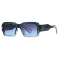Retro square frame sunglasses with blue gradient lenses and gold rivet accents - Blue Gradient Frame/Blue Grey Lens