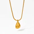 Halskette aus vergoldetem Edelstahl mit Schlangenkette und Wassertropfen-Anhänger - Tropfenform / Gold (KDD894)