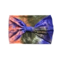 Tie-dye twisted headband in purple, orange and green elastic knit for sports yoga - Style 88