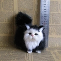 Lifelike black and white kitten figurine plush toy measuring 10 cm in height - Black and White Patch Cat