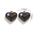Pair of black heart-shaped evil eye pendants in stainless steel, size 17mm x 17mm - Gold Black Evil Eye Heart