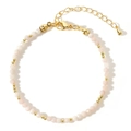 Bohemian style beaded bracelet featuring light pink natural stones and gold metal beads - Light Pink (B-B24071902E)