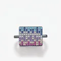 Bunter S925 Silberring im Pixel-Stil mit bunten Steinen auf weißem Hintergrund - US Größe 5 / Rotguss/Bunt