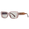 Square oversized sunglasses with pearly pink frame and tortoiseshell temples - Light Purple Frame Light Gray Lens (C3)