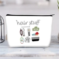 Detail of canvas hair stuff organizer with black zipper and hand-drawn hair accessory icons - Hair Stuff Storage(jiayingljb24)