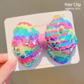 Rainbow sequin bow hair clip for girls with colorful glittering finish, 6cm length - Spring Color Bow (Hair Clip)