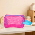 Pink mesh beach bag for kids toys featuring bright blue zipper and durable handles - Mesh Octagonal Bag Rose Red 17x11x8cm