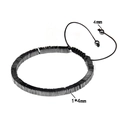 Detailed view of black hematite rectangular beads 1x4mm on adjustable woven bracelet - 4x4x1mm Square Plate
