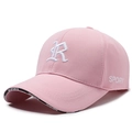 Pink baseball cap with 3D white R letter embroidery and curved brim in cotton twill - Pink