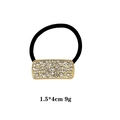 Detail view of gold alloy hair tie with sparkling crystals and size dimensions - 1081-6 Gold Small Rectangle