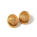 Golden chunky croissant dome clip-on earrings in textured stainless steel design - Ear Clip (JDE2309034) / Gold