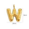 14K gold-plated puffed letter W balloon pendant for DIY jewelry, 18mm by 20mm - Letter W