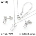 Ensemble de bijoux en acier inoxydable argenté avec pierres brillantes et boucles - Style Zircone Feuille d'Ananas Argent (KS226891-GC)