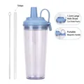 Detail of double-walled tumbler with wide 1.2cm straw and magnetic handle feature - 24oz / Haze Blue