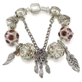 Elegant silver-plated charm bracelet with tree of life pendant and colorful crystals - 16cm / Style A10/Tree of Life Feather Dreamcatcher Red Series