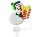 Copri cannuccia natalizio in silicone con pupazzo di neve e regalo per cannucce 10mm - Pupazzo di Neve con Regalo