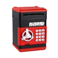 Close-up of the digital password keypad and rotary handle on the ATM piggy bank - New Black Silver