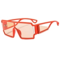 Gafas de sol futuristas naranja brillante de gran tamaño con protección lateral industrial - Marco Naranja Lente Champaña