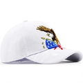 Gorra hip hop blanca de visera plana con bordado detallado de águila y bandera de EE. UU. - Blanco