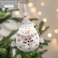 Hand-painted snowman Christmas ornament in white metal with red hat and dimensions 11x13.5cm - Large Snowman