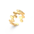 Goldener Edelstahlring mit offenem Design und flacher ovaler Gliederkettenstruktur - Einstellbar Offen / Hoher Und Niedriger Ovaler Offener Ring