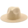 Classic wide brim straw hat in khaki for women with a lightweight woven texture - Beige