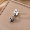 Hip hop punk style silver stainless steel skull pendant hoop earring for men - Silver Small Skull