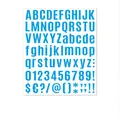 Close-up of light blue alphabet and numeric stickers for DIY scrapbooking and crafts - Light Blue