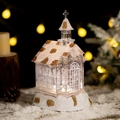 Caja de música de iglesia de cristal con purpurina dorada y luz LED para Navidad - Caja de música de iglesia de cristal