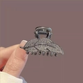 Gunmetal leaf-shaped hair claw clip with white rhinestones in a small fashion style - 9# Rhinestone Leaf Hair Claw (Approx. 4.5CM)
