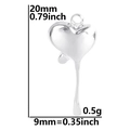 Dimensiones del colgante de corazón plateado de 20 mm con diseño de efecto lava líquida - Solo colgante / Color Acero