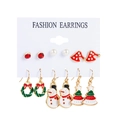 6-pair Christmas earring set featuring festive tree, snowman and holiday charms - Christmas Tree and Wreath Set (MS940-8)