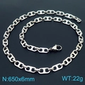 Collana a maglie a naso di maiale in acciaio inossidabile argento, 650mm x 6mm - Stile A Collana Naso di Maiale (Larghezza 6mm) / 65cm / Colore acciaio