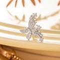Silver butterfly screw back earring featuring sparkling marquise and round cut zircons - Butterfly Style (Single) / Silver