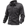 Détail de veste décontractée gris foncé avec poches de poitrine à rabat et boutonnage - S / Tops / gris foncé