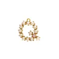 Golden letter Q pendant with white and pink pearls for DIY necklaces and earrings - Letter Q-Pink