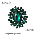 Broche vintage con diamantes de imitación verde esmeralda y aleación dorada de 6,2 cm - Verde