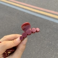 Elegant deep red geometric hair claw clip made of smooth resin for women's hair styling - Wine Red - Five Circles Small Hanger Claw