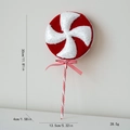 30cm red and white glitter swirl Christmas lollipop ornament with striped bow detail - Large Lollipop Ornament
