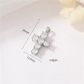 Silver vintage cross pendant with clear zircons, 24mm size for DIY jewelry making - Palladium Cross H-10767