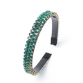 Baroque gold headband with sparkling green crystals on a black base for women - Green